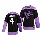 Penguins 4 Justin Schultz Black Purple Hockey Fights Cancer Adidas Jersey Dzhi,baseball caps,new era cap wholesale,wholesale hats